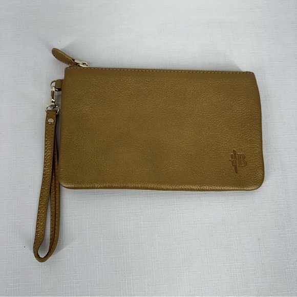 Mighty Purse H Butler Dark Gold Leather Wristlet - Picture 1 of 9